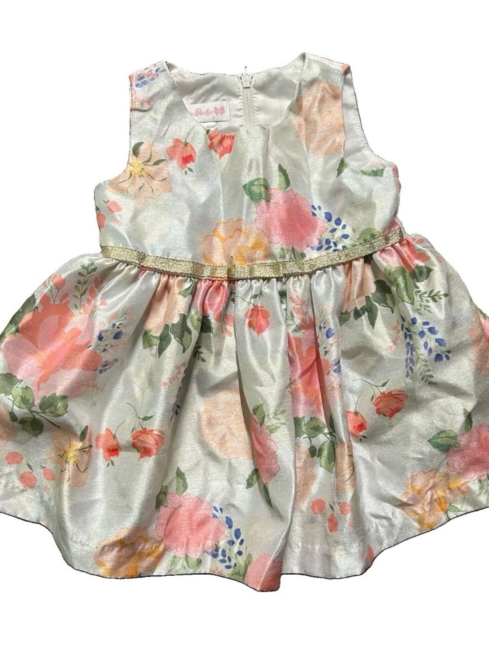 Baby Girl Bonnie Baby Floral Tank Top Formal Dress Size 12 Months